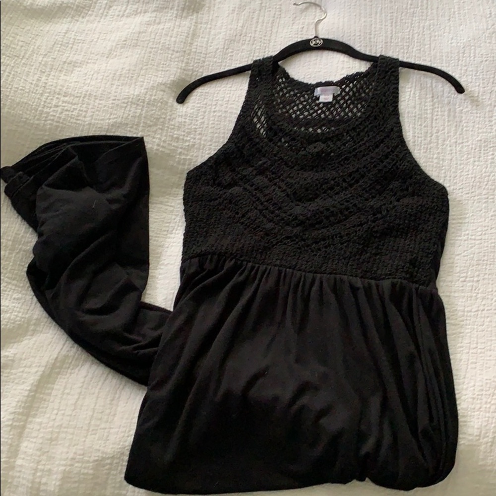 Black crochet maxi dress